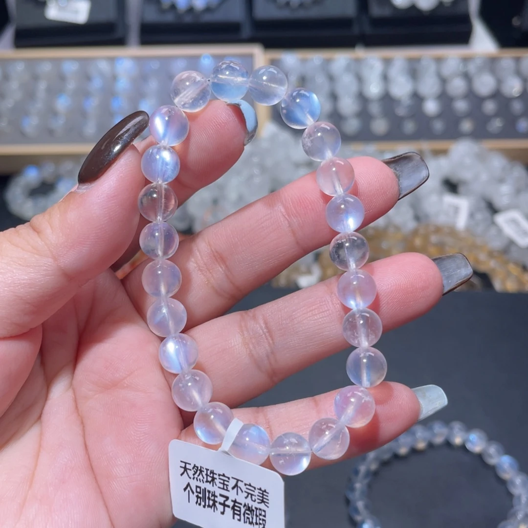 瑾***和未镶嵌手链长石蓝月光手链7mm+