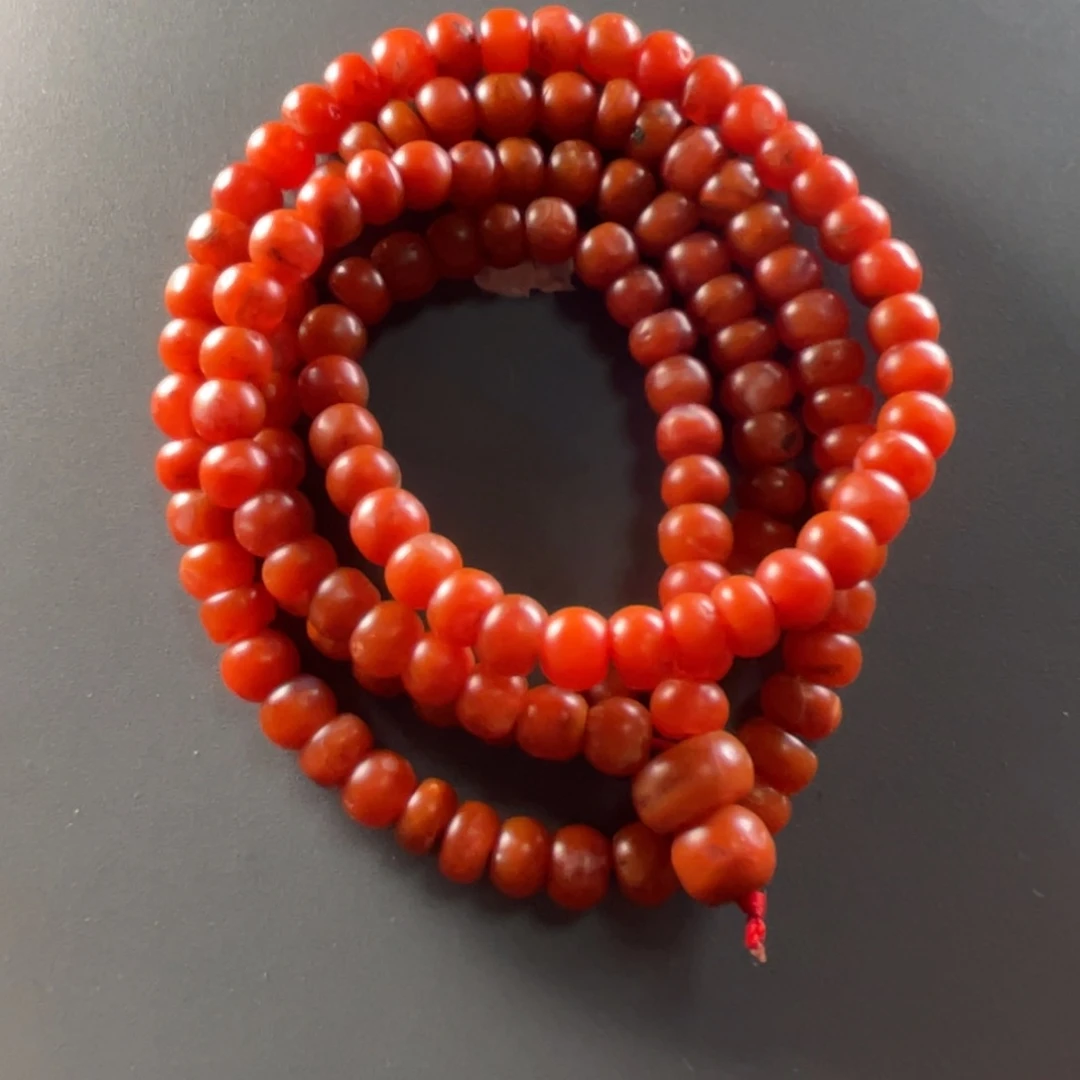 南红玛瑙保山天然原矿杨柳缠丝柿子红多圈手链未镶嵌