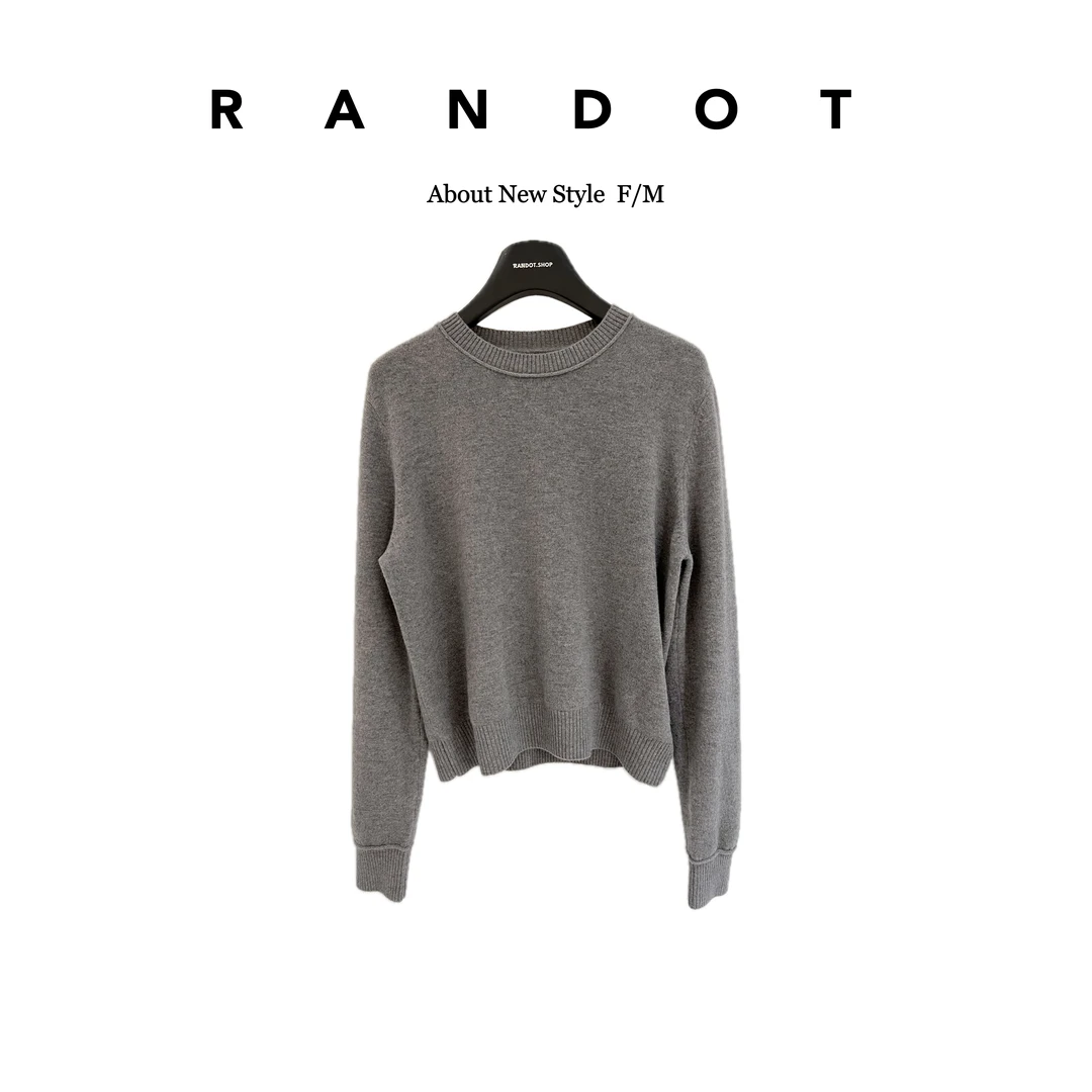 RΛNDOT•100%进口绵羊毛•原创格雷系灰圆领百搭套头内搭毛衣23811