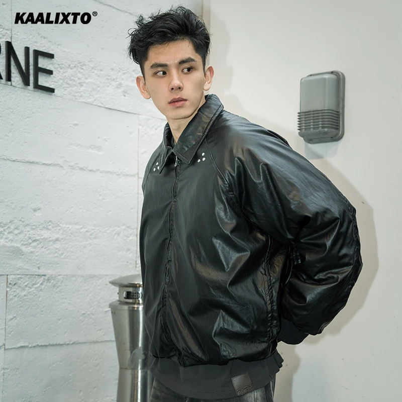Kaalixto翻领环保皮夹克休闲百搭潮流秋冬运动潮流