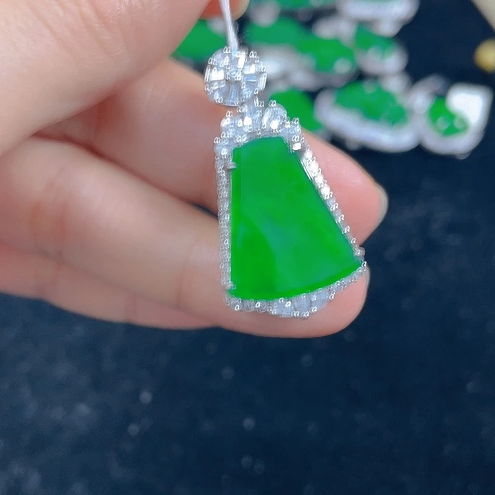翡翠银S925镶嵌吊坠(不含链)