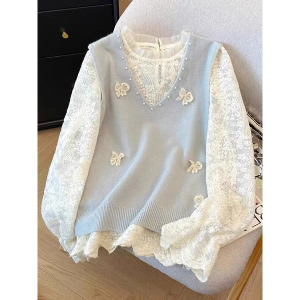 巨喜欢这件！灰色立体蝴蝶结马甲女2025秋季设计感高级针织衫背心