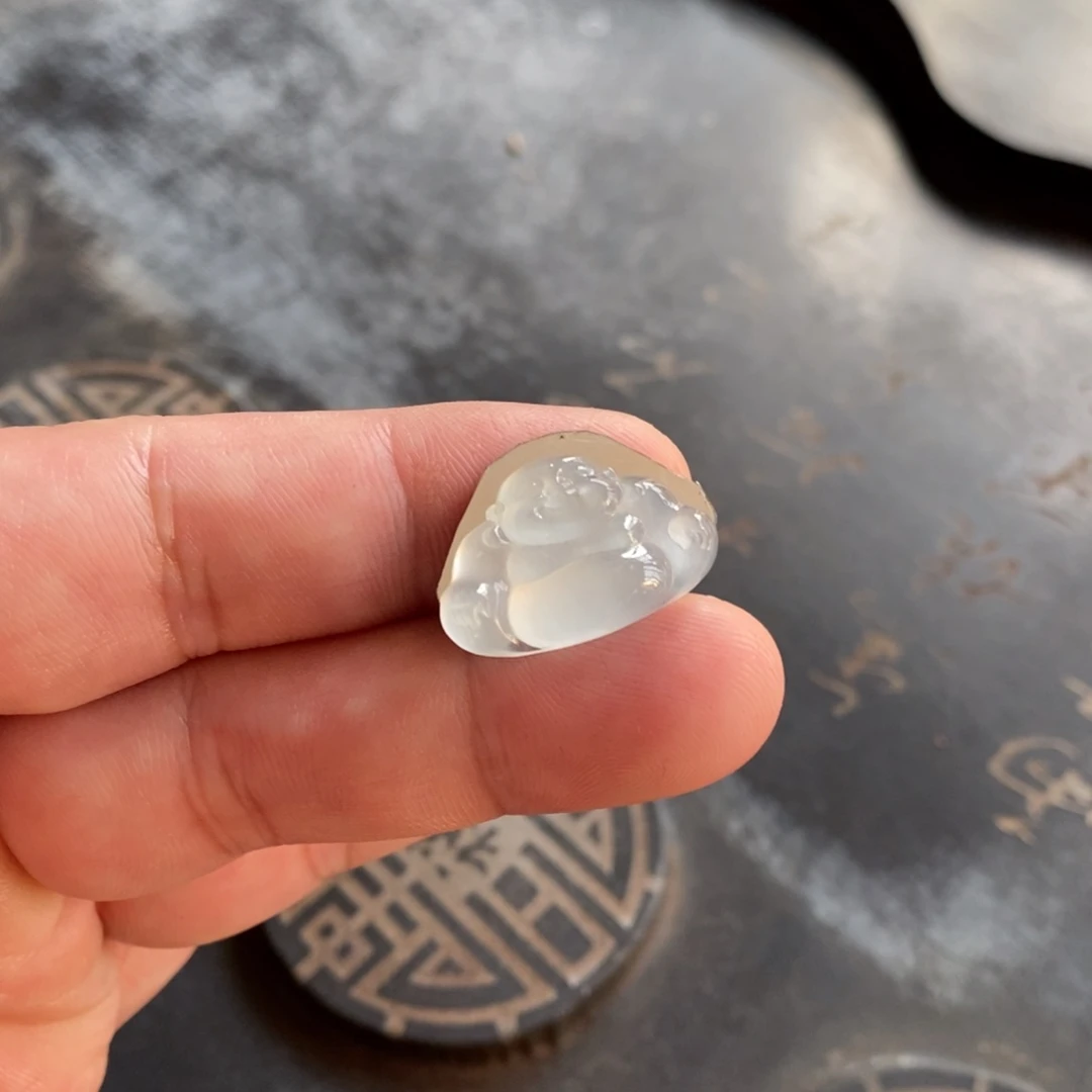 翡翠裸石白冰佛公