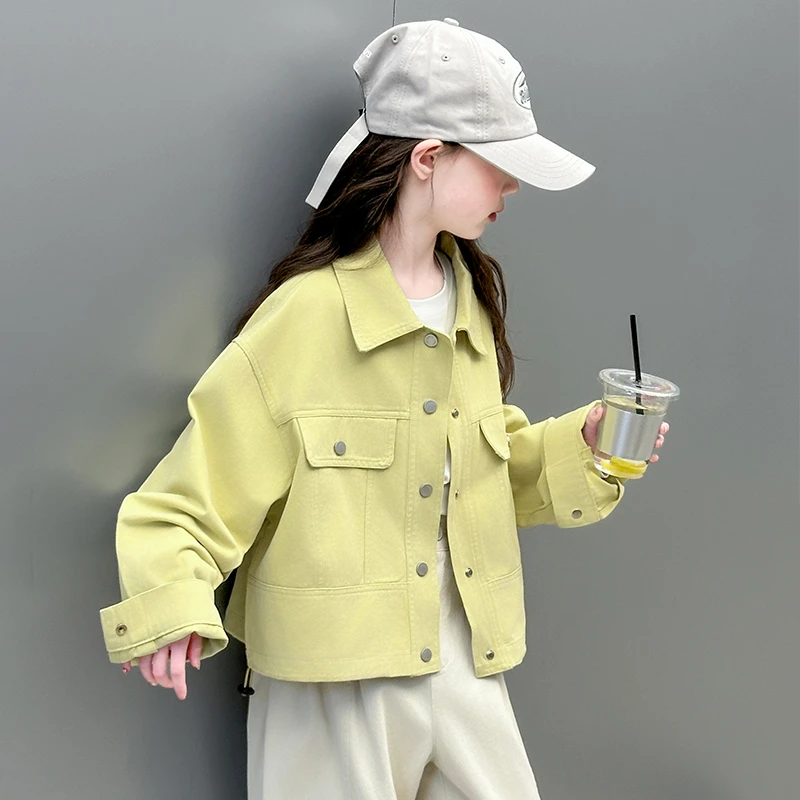 女童外套春秋2025新款儿童洋气宽松中大童秋季韩系短款夹克衫上衣