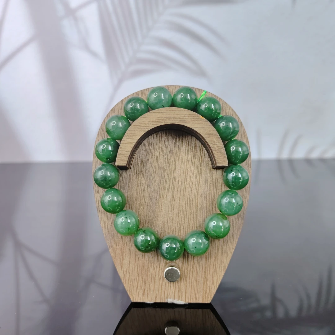 Z和田玉碧玉圆珠手串（卡12）2016