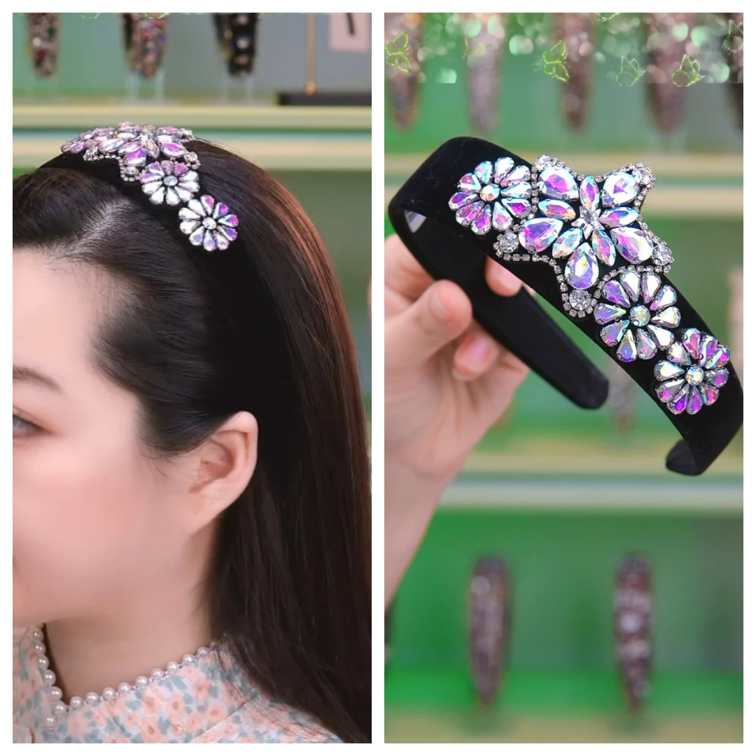 奕琳原创时尚复古风彩钻手工轻奢百搭发箍2025爆款洋气高级感