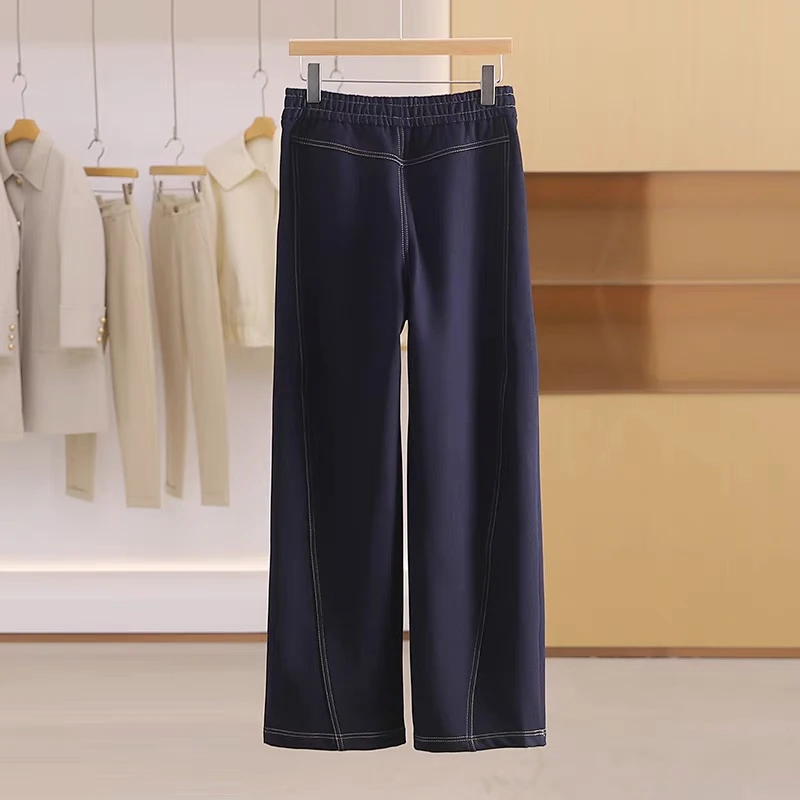 LANGTU-QC【阔腿长裤】素家休闲风松紧腰女25春夏新品零高腰 4568