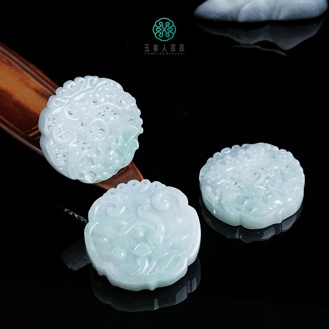 石惑珠宝~翡翠花开富贵吊坠52mm&多样性发一