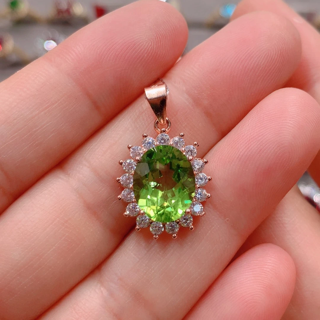 银S925镶嵌吊坠(不含链)橄榄石