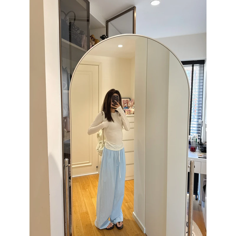 蓝色山本裤抽绳休闲裤M70