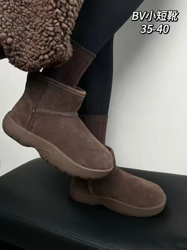 【禾女推荐】33-117新款百搭圆头厚底磨砂雪地靴复古休闲短靴