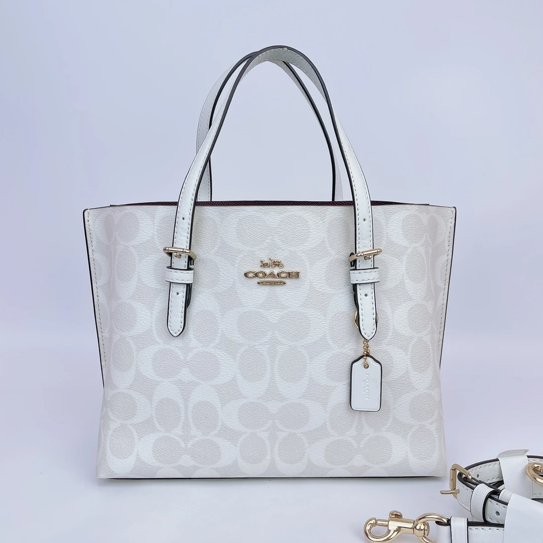 95新 COACH/蔻驰 蔻驰 白色老花单肩包底长24 M756