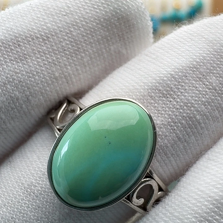 绿松石银S925镶嵌戒指