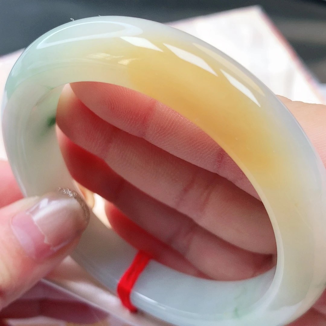 未镶嵌手镯翡翠缅甸天然A货翡翠起胶感黄翡冰飘花150号