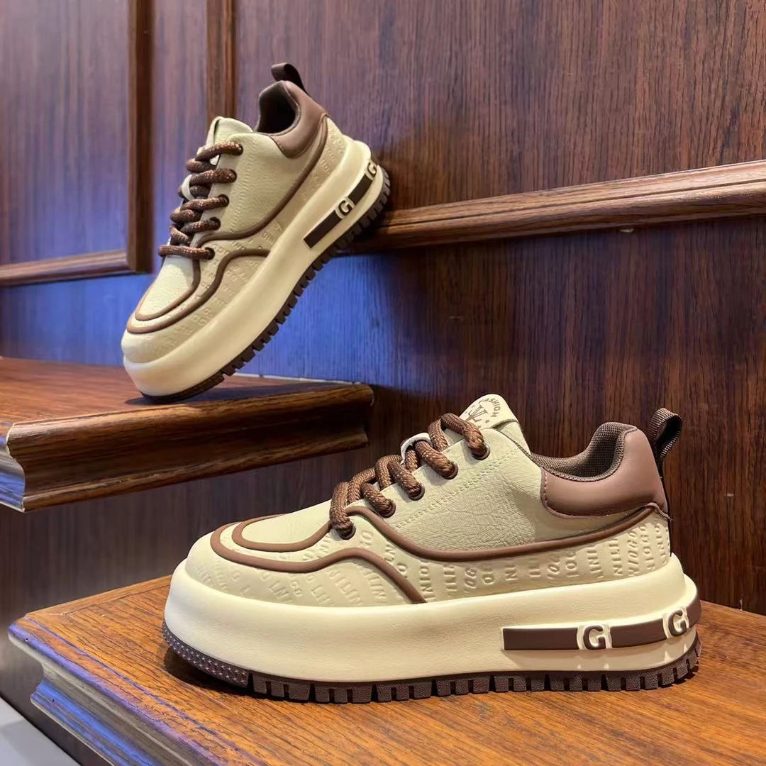 男鞋2025厚底时尚秋季增高百搭拼色休闲鞋潮流圆头ins男生鞋子