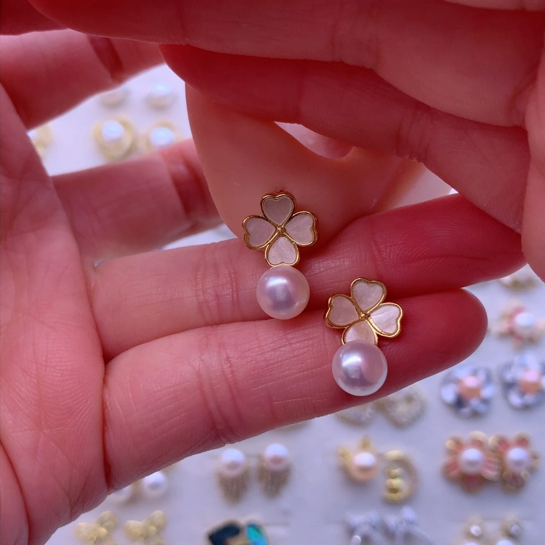 淡水珍珠耳饰合金