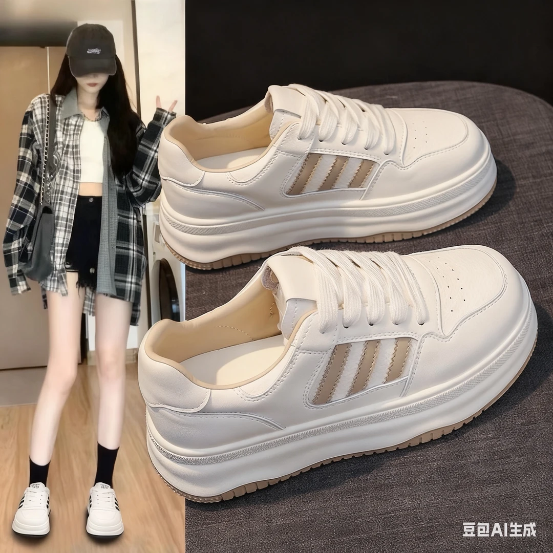 加大加肥新款X40港风小白鞋女厚底增高女鞋（以直播间实物为主）