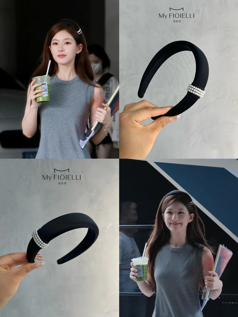 「MyFioielli｣赵露思同款黑色珍珠发箍女高级感洋气高颅顶头饰FG3