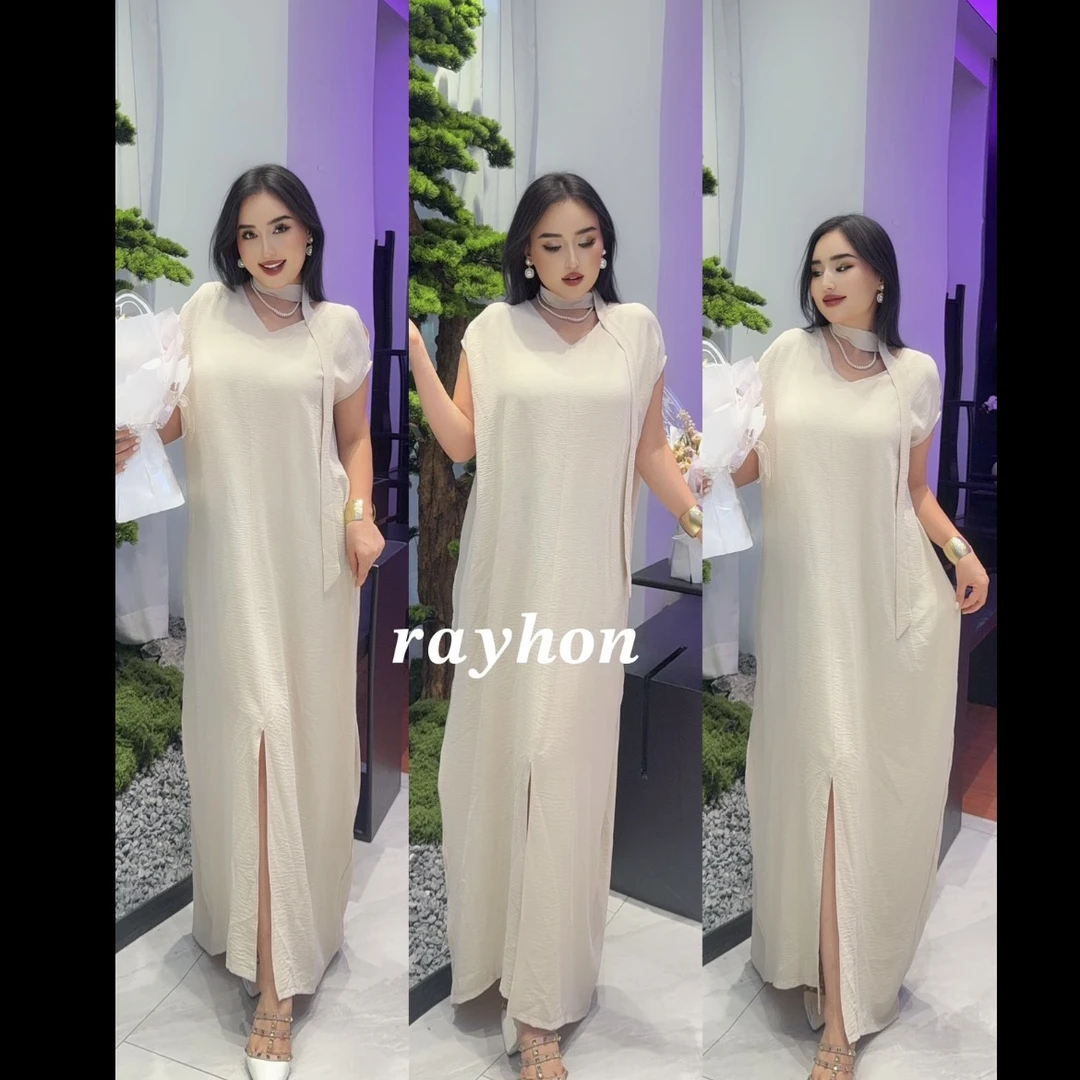 新款宽松彩色长款连衣裙夏季时尚显瘦显气质