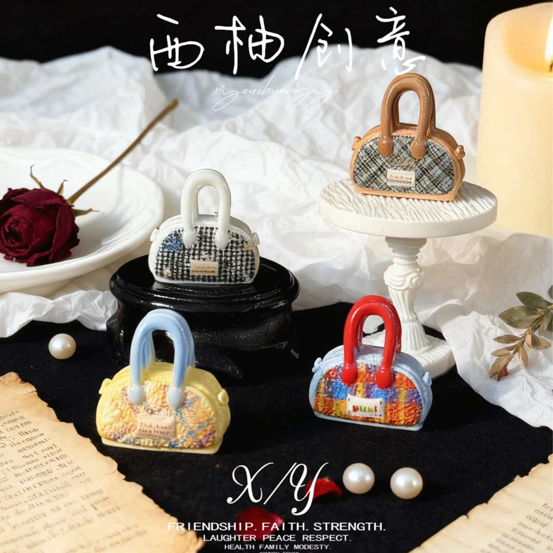 西柚定制【手提包拍一发二】树脂卡通微缩摆件创意场景立体diy配件