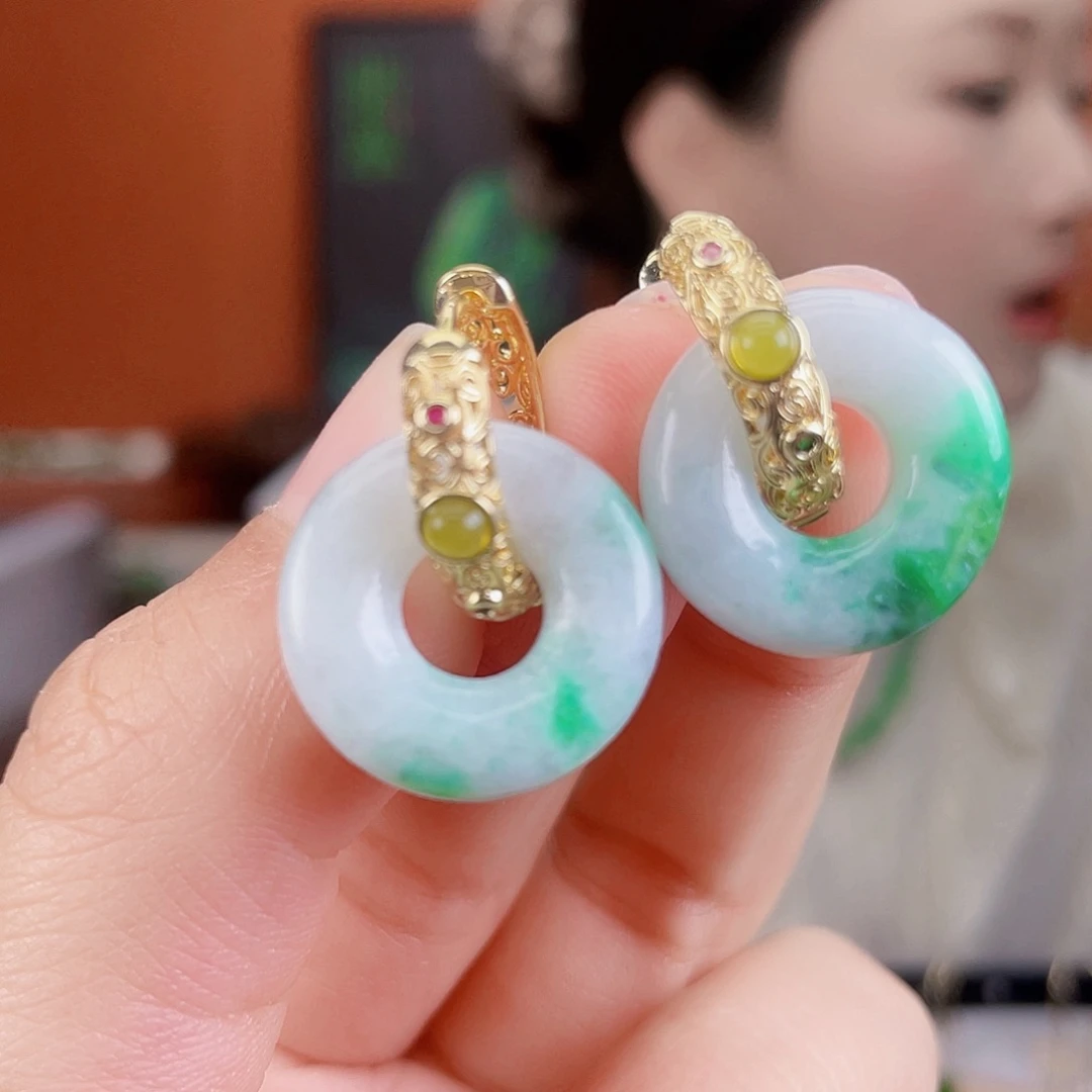 翡翠未镶嵌耳饰饰品