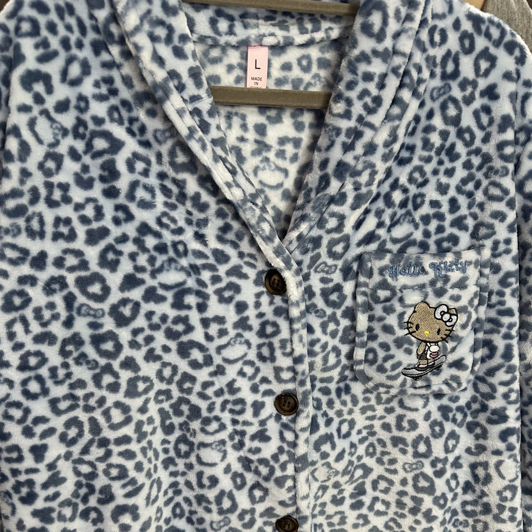 KT豹纹加绒家居服套装睡衣