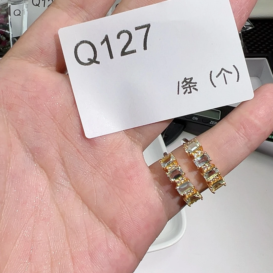 戒圈银S925镶嵌海蓝宝石Q127
