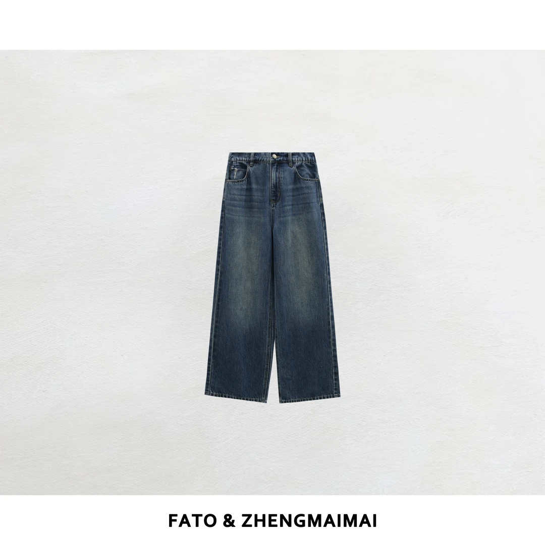 【郑买买】夏末牛仔 2025新款休闲百搭慵懒直筒水洗牛仔裤QX50628K4