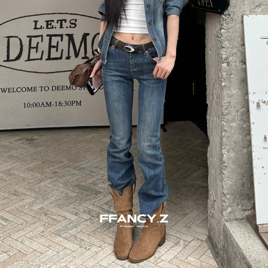 FFANCY.Z【失联信号】早秋美式复古辣妹修身显瘦弹力牛仔裤#25Z002
