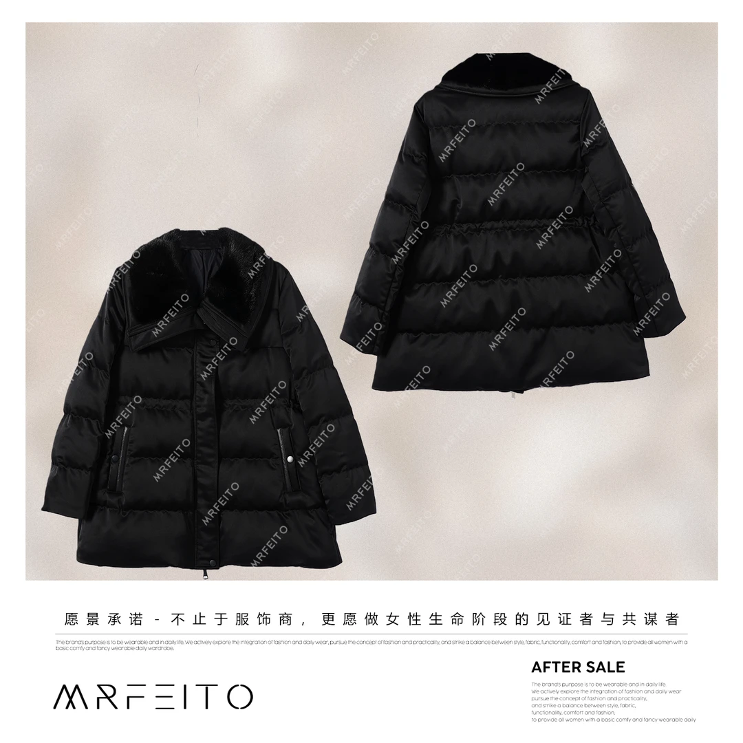 【黑夜行】水貂领白鹅绒收腰羽绒服H97YR02D35362