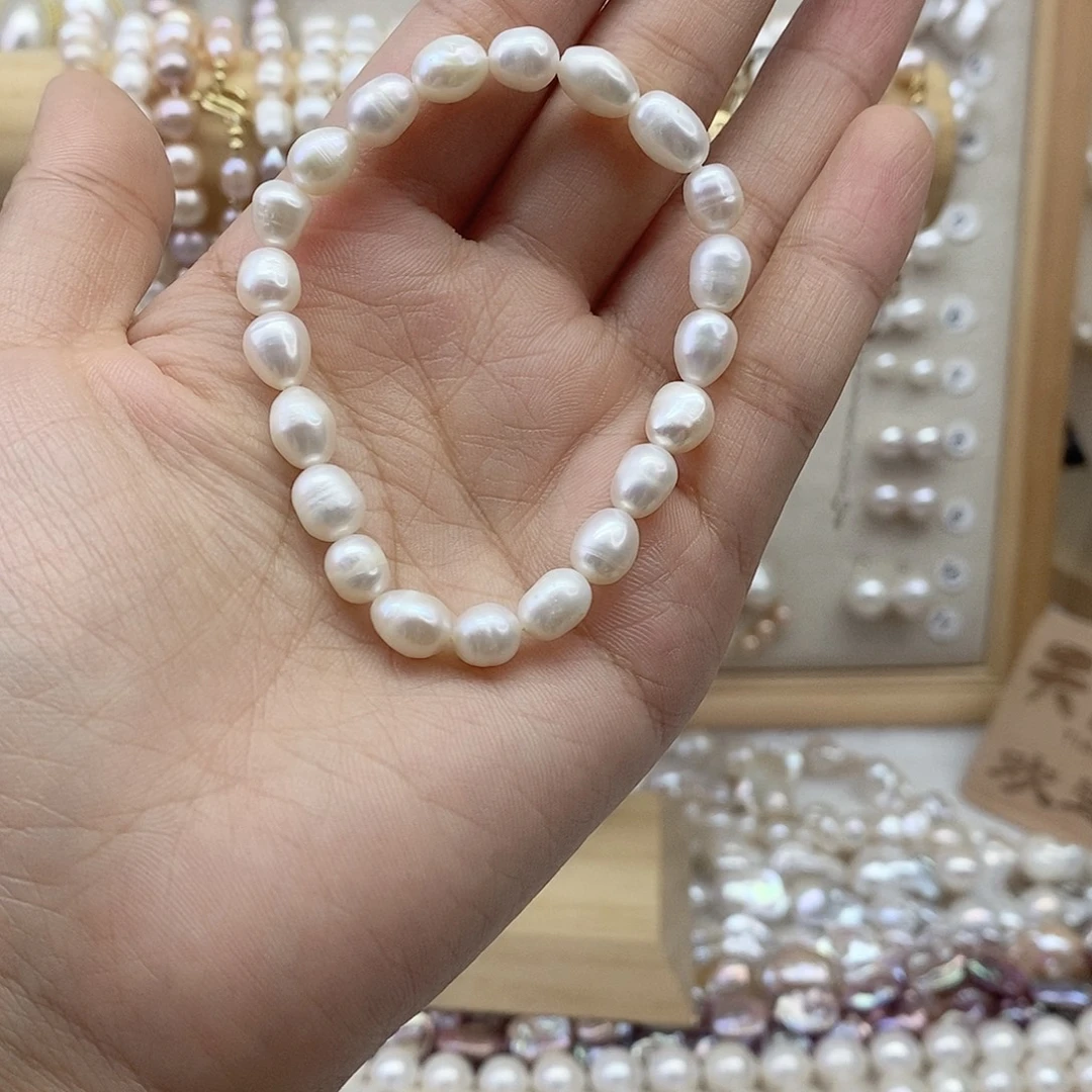手绳银S925镶嵌淡水珍珠