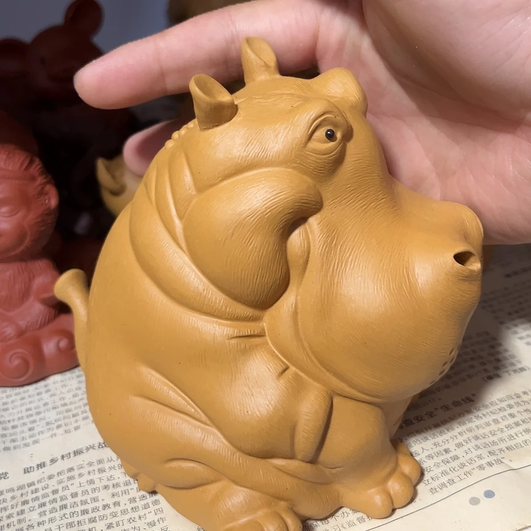 冰***马紫砂茶宠紫砂河马
