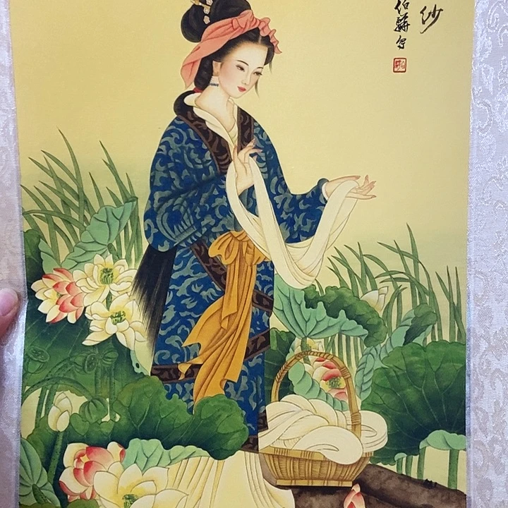 小卡西施浣纱美女图