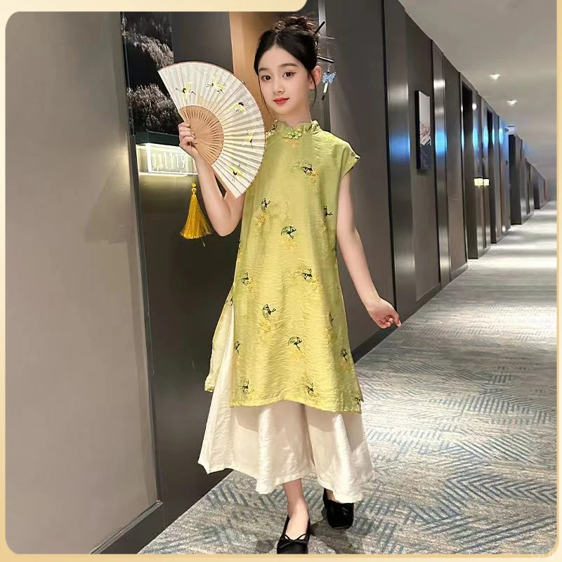 新款旗袍12岁女孩夏季古风女童旗袍新中式女童旗袍国风2025夏季新