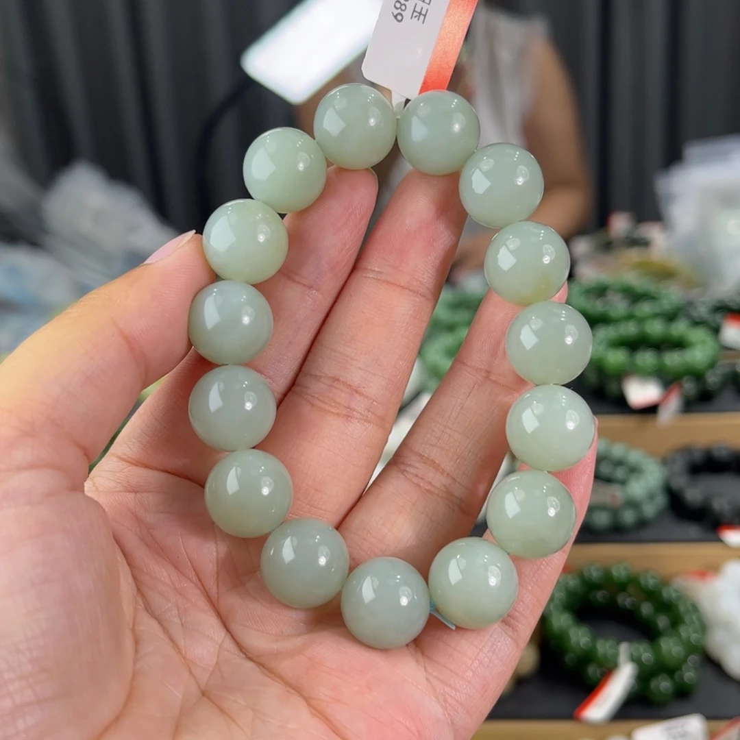 手链未镶嵌和田玉新疆且末蓝天空蓝卡14圆珠