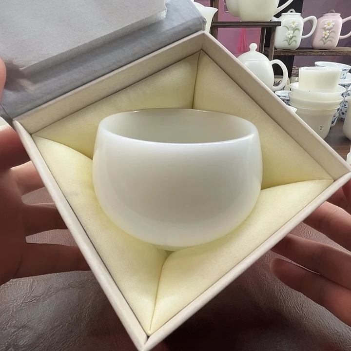 礼盒装：隐唐窑/璞玉素烧自生釉170ml罗汉主人杯