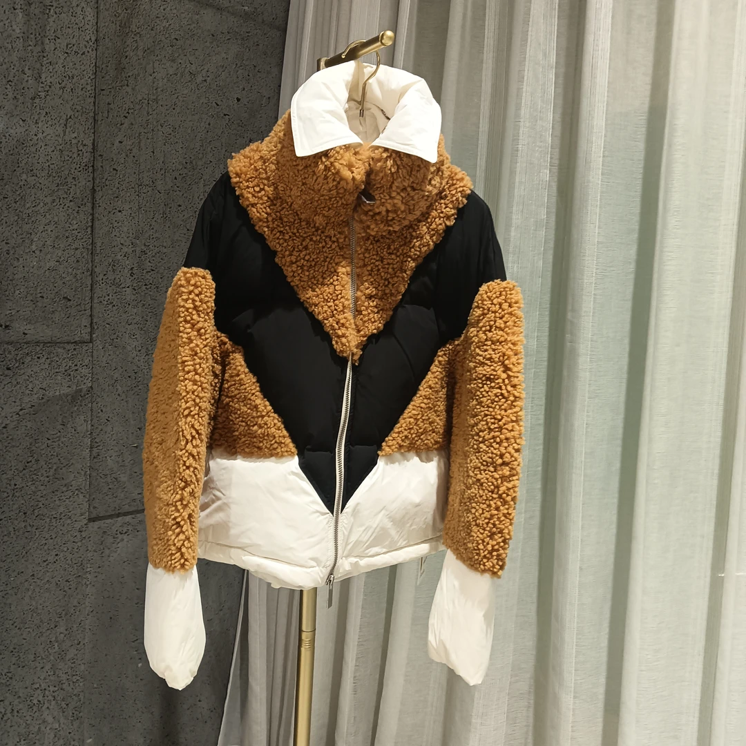 M4500 特！版衣 撞色设计卡其色长袖羽绒服  款号YP9359