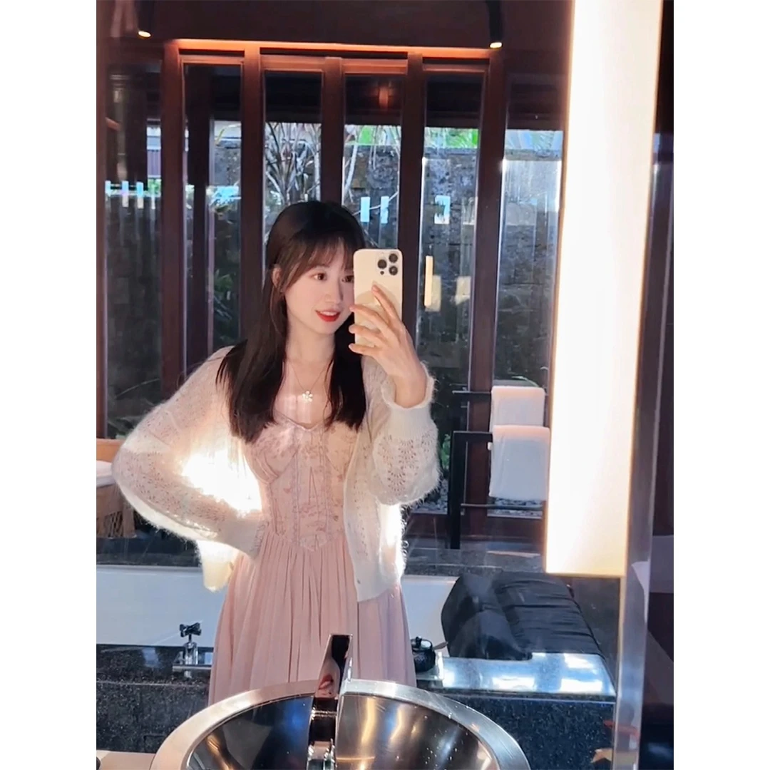 GA盈瓷【柔雾芭蕾】度假风无袖吊带裙法式温柔粉色连衣裙 23SS0057