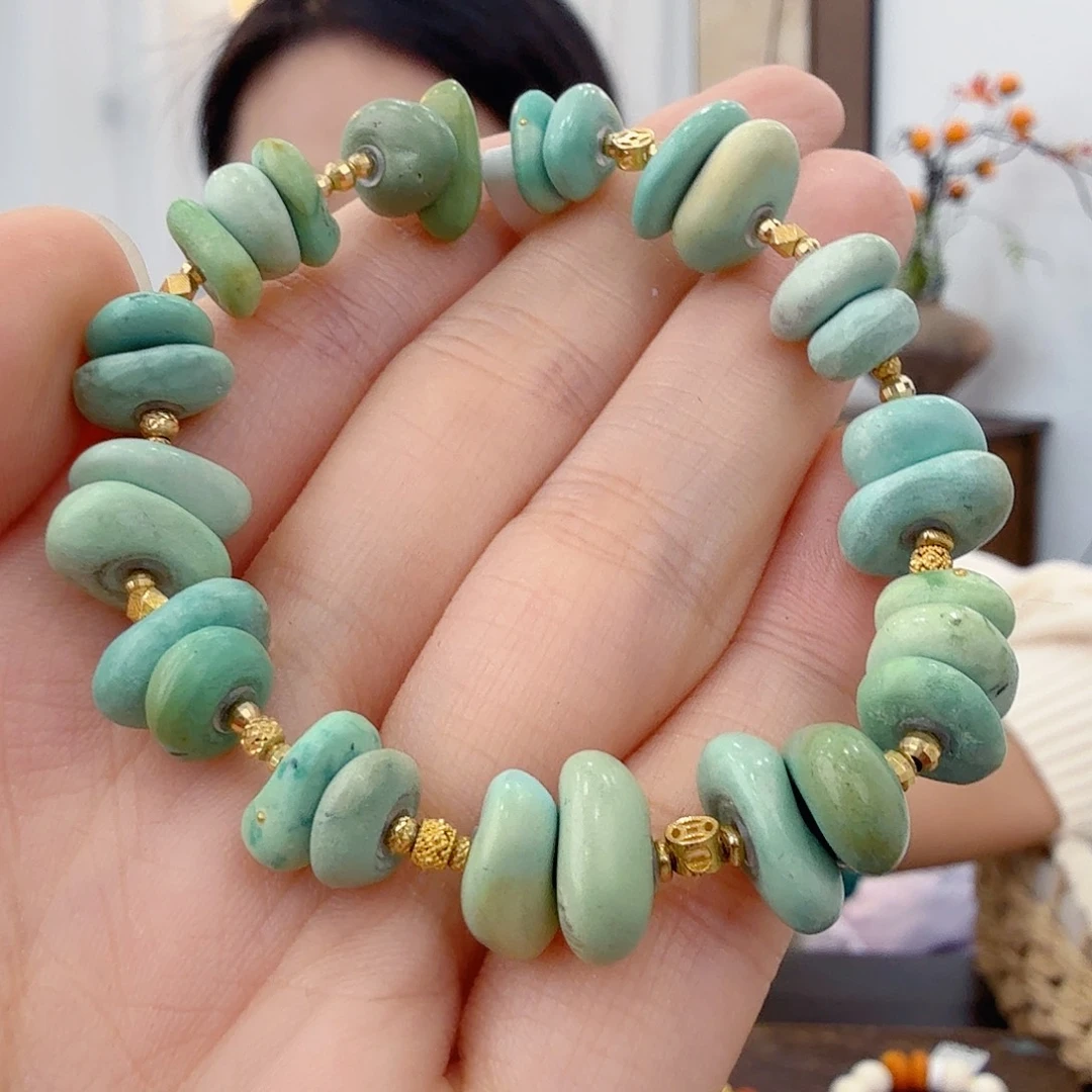 绿松石18K金镶嵌珠宝半成品