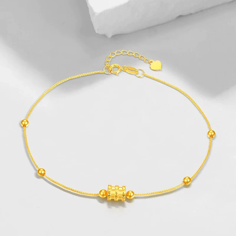 18k金小蛮腰AU750转运珠手链精致小巧彩金手饰彩金送女友礼物