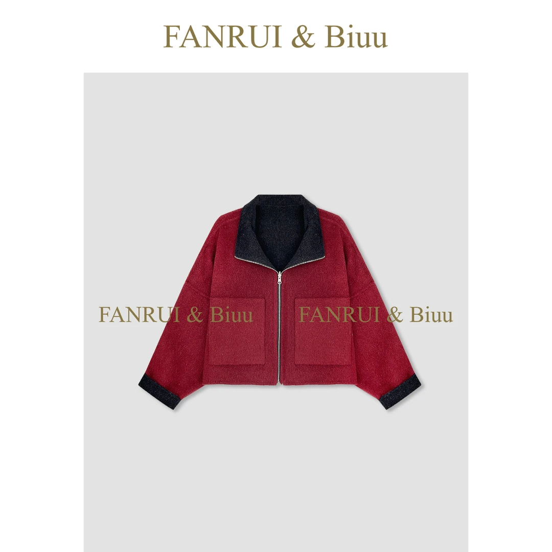 FANRUI/泛芮「贝贝biuu」100羊毛双色洋气轻奢高级感大衣外套B18283
