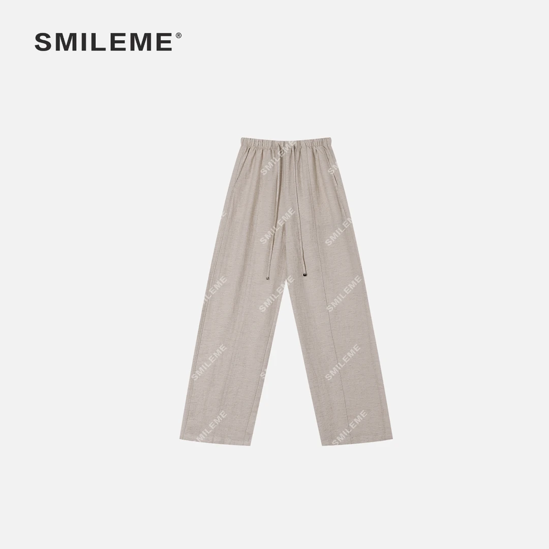 2-SMILEME【漫氧柔裤】夏季穿搭休闲百搭亚麻显瘦双版本休闲直筒裤