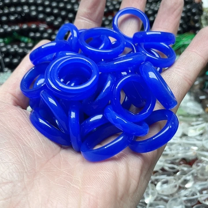 玛瑙/玉髓珠宝半成品合金20个蓝玉跑环