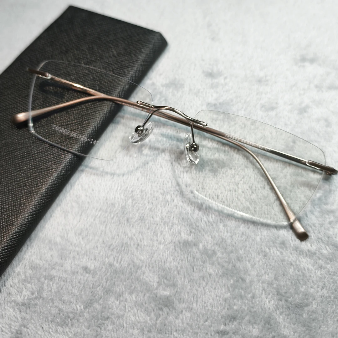 时尚超轻百搭超轻钛合金无框明星同款素颜眼镜框可配度数