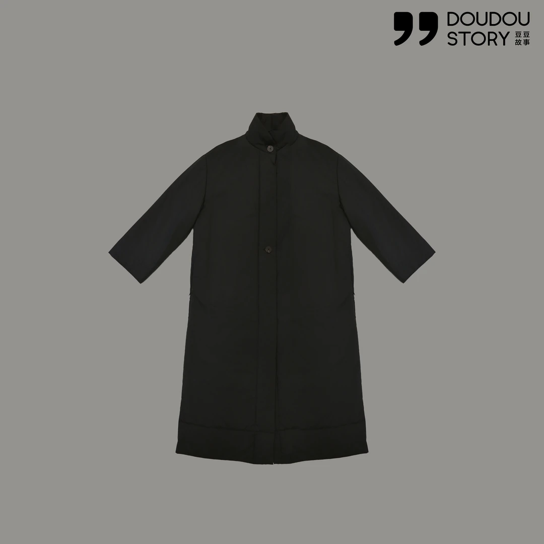 HALUNGLE/海伦格丽  20381  休闲气质宽松立领长款风衣棉服外套