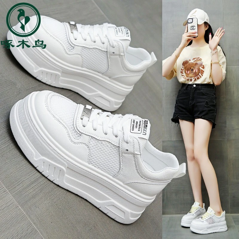 增高厚底网面6公分透气休闲板鞋女夏季新款网红炸街百搭小白鞋女