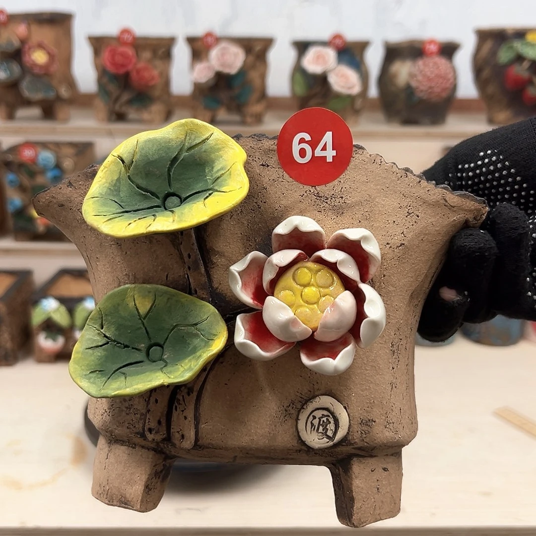 紫砂花盆64号内口16×13外高15