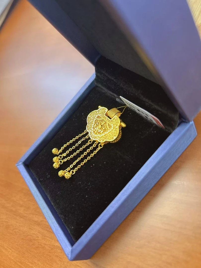 【金时代金店】足金古法天子门生吊坠