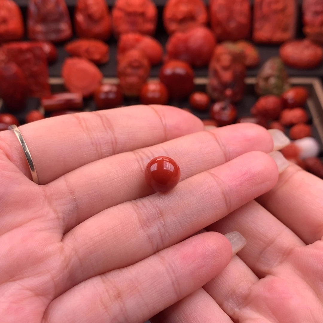南红玛瑙南红川料原矿高品圆珠10mm未镶嵌