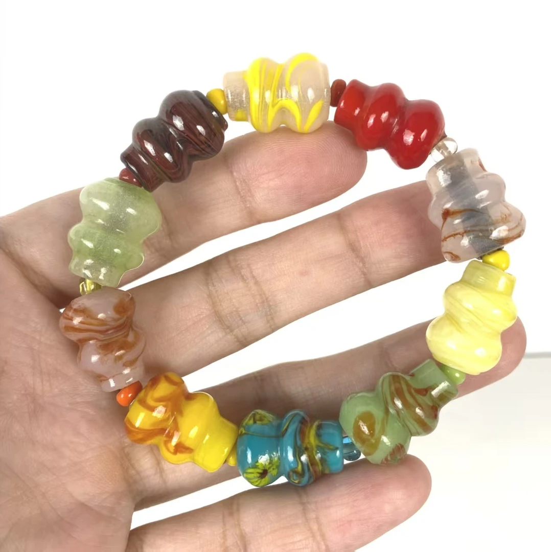 博山琉璃葫芦珠多宝五彩精美手串